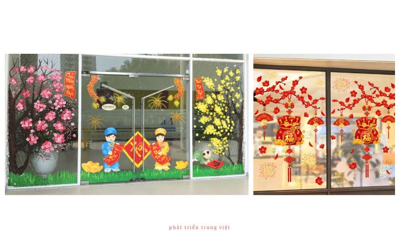 Tham khảo thêm một số mẫu decal trang trí cửa kính tết đẹp